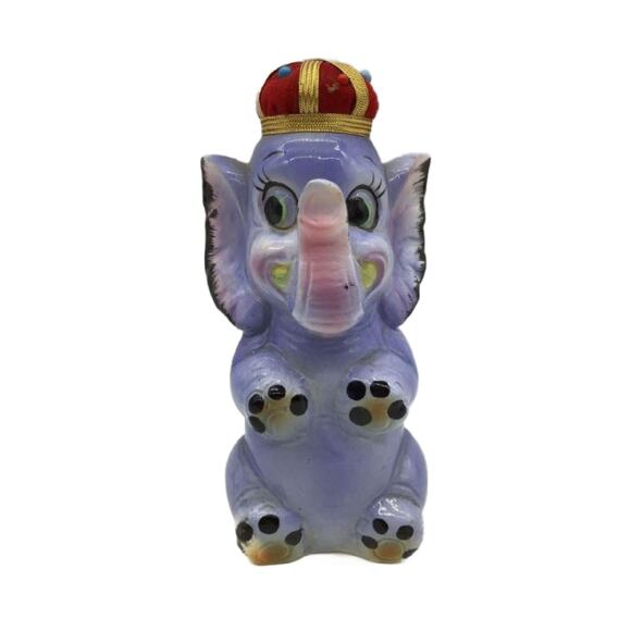 Vintage Kitsch Elephant Pincushion, Sewing Pin Cushion, 1950s, 6.5" Tall - Picture 9 of 10